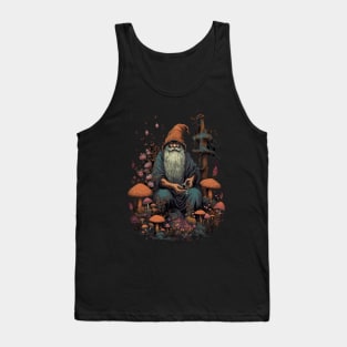 Lord Of The Shrooms - dark gnome wizard fantasy mushroom illustration fairy tale fae folk Tank Top